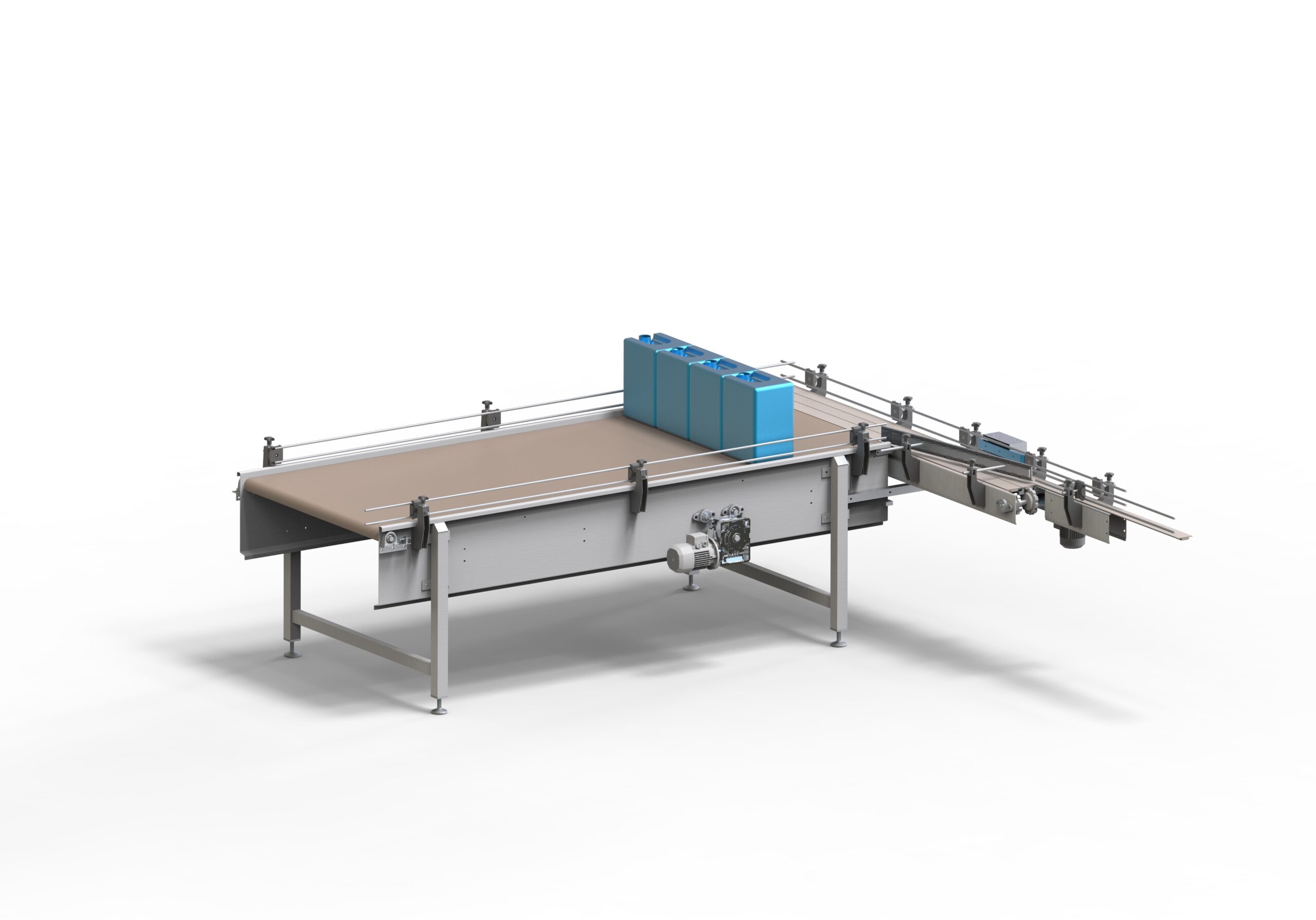 Feeding system RT with rectangular extension table for precise bottle feeding.