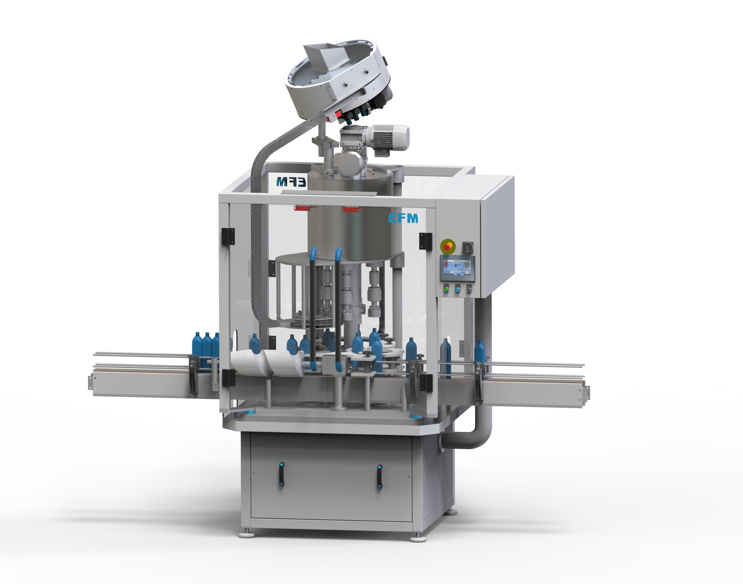 RS volautomatische sluitmachine voor druk-, draai- en ROPP-doppen.